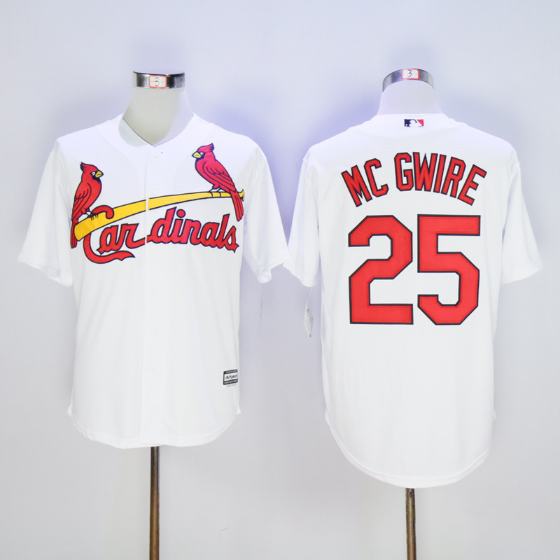 Men St. Louis Cardinals #25 Mc Gwire White Throwback MLB Jerseys->->MLB Jersey